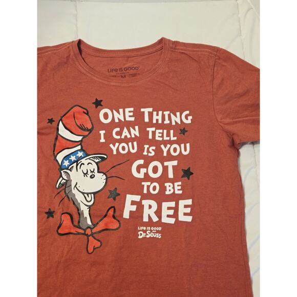 Life Is Good Crusher Tee M Mens One Thing I Can Tell You, Dr. Seuss T-Shirt Red - Picture 1 of 9